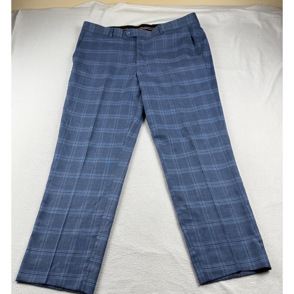 Bocaccio Uomo Men's Pants Size 40 Blue Plaid Dress Pants